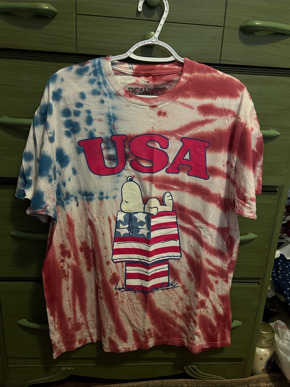USA Snoopy Tie-Dye Tee - Patriotic Red & Blue